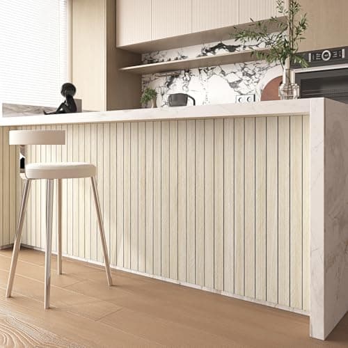 Livelynine Panneau Mural Bois Beige Adhesif Bureau Maison Chambre Salon 30CMx2M Motif Chevron