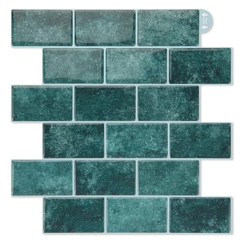 Art3d Lot de 10 Pièces Carrelage Autocollant Métro Noir pour Cuisine et Salle de Bain, Papier Adhésif en Vinyl 3D Brique — Bleu Marin