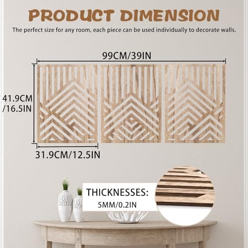 Jinzhenhong Panneaux d'art mural moderne en bois de montagne pour salon et chambre à coucher (marron clair)