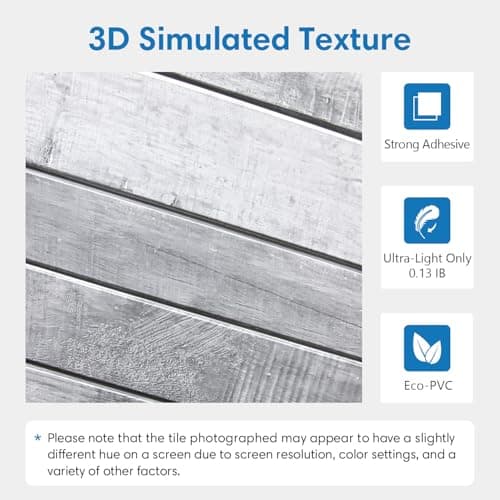 Murales 3D COMSTICKC Imitation Bois Hellgrau 10 Pièces 30x30cm Rétro Imperméable
