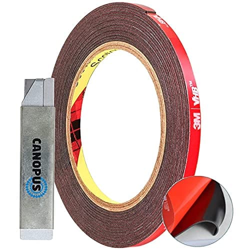 CANOPUS 3M Ruban Adhésif Double Face Extra Fort pour Décoration de Maison et Automobiles, Noir (5 mm x 3 m), Ruban Etanc
