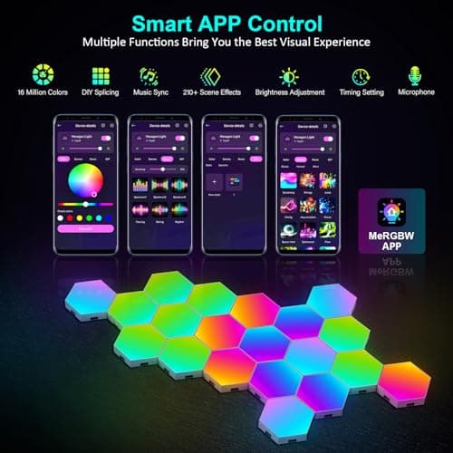 Panneau LED Hexagonal Smart Music Sync Lampe Murale App&Télécommande Contrôle Gaming Setup