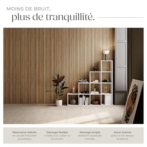 Tectake® Panneaux Acoustiques Muraux et Pour Plafond, Bois MDF, Isolation Phonique, Chamber, Bureau, Studio Musique, Déc
