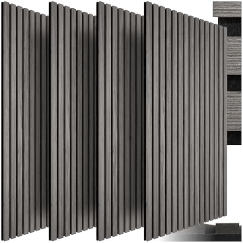 Tectake® Panneaux Acoustiques Muraux et Pour Plafond, Bois MDF, Isolation Phonique, Chamber, Bureau, Studio Musique, Déc — Chêne Gris Clair