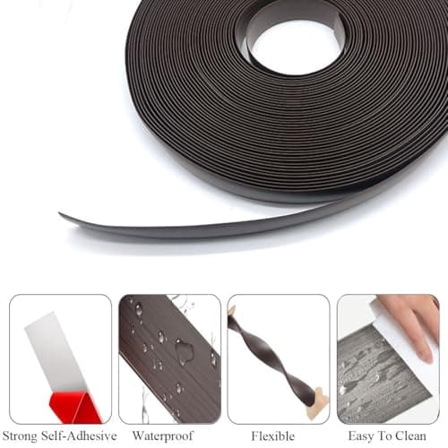 Seuil Autoadhésif GreyWoodGrain 5cm*1m, Pour Porte et Transition de Sol, Bande de Coulage Vinylique 1m x 4cm