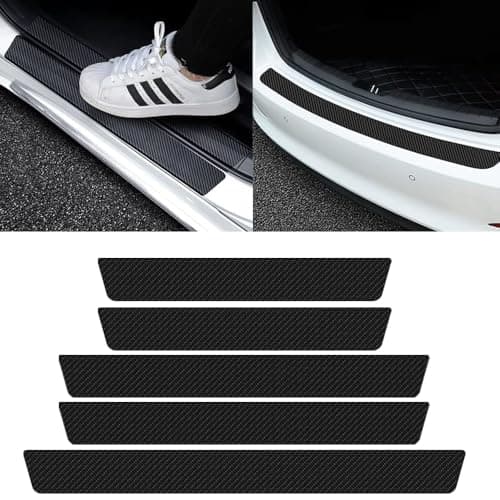 SSyang Films adhésifs de carbone 5 Pièces Protection Seuil de Porte pour Voiture - Anti-Rayures et Anti-Saleté - Protect