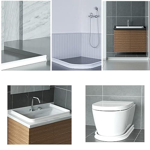Barrière de douche 1m Blanc, joint étanche en silicone pliable 20x30mm, maintient l'eau à l'intérieur du seuil pour sall