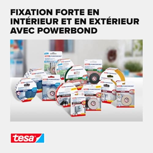 Tesa Fixer Objets Spécial Extérieur Résistant aux UV et à l'Humidité - Ruban Adhésif Double Face Pour l'Usage Extérieur