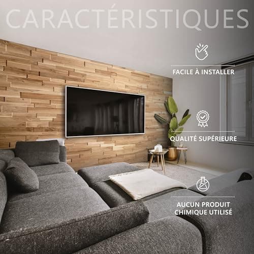 Panneau mural en chêne 3D - Modèle OZO Rustic - Revêtement structuré (1 m2)  
Panneau mural en chêne 3D pour décoration