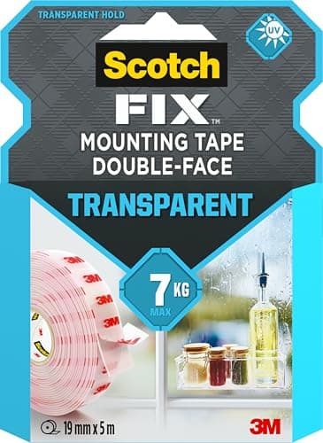 Scotch-Fix Ruban de Montage Double-Face pour Miroirs - Pour Intérieur - Salles de Bain, Cuisines - Céramique, Bois, Méta — Transparent