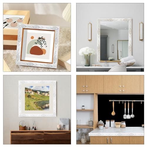 TECDW Blanc Avec De L'Or 3,6cm W Peler Et Moulure Murale 6 Mètres Auto-adhésif pour Miroir et Décoration Murale