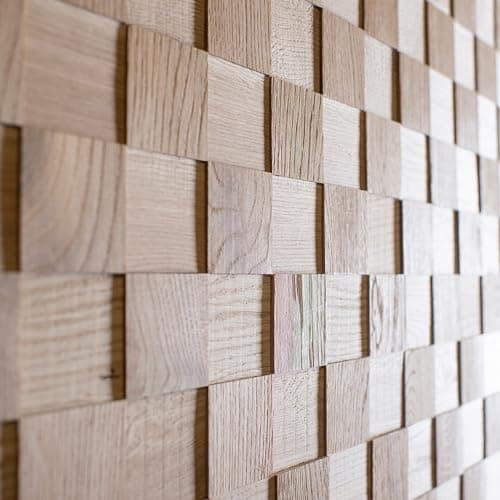 Bois Wall Design Revêtement mural en bois naturel 3D - Panneaux muraux en chêne - Modèle Chess (1 m²)  
Bois Wall Design