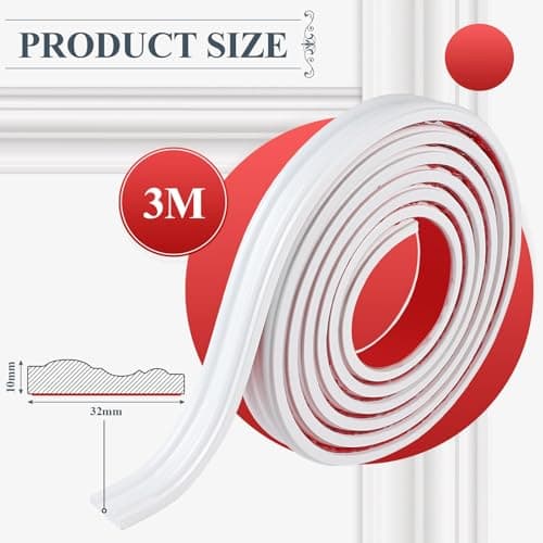 EFUTURETIME 3 Mètres Moulure Flexible Blanc pour Bricolage et Décoration de Miroir et Porte Armoire Modèle YT155