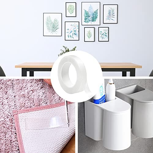 Taiyeestar Ruban Adhésif Double Face Robuste Extra Fort - Ruban Transparent Amovible pour Tapis et Voitures, Largeur 20m