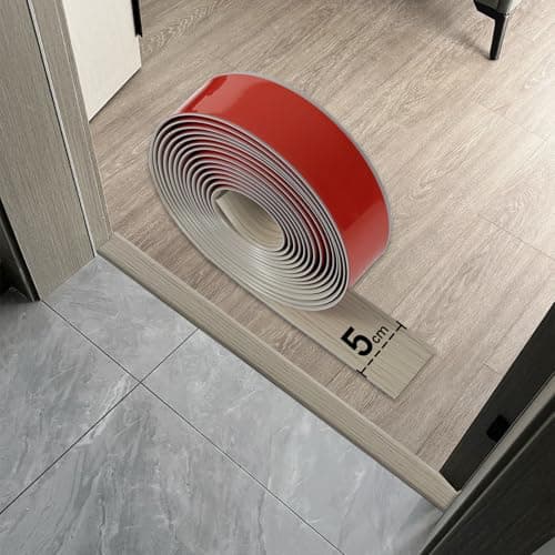 Bande de transition autocollante en vinyle PVC pour seuil de porte gris, sol stratifié, bordure de sol - 5 cm x 5 m - Tr