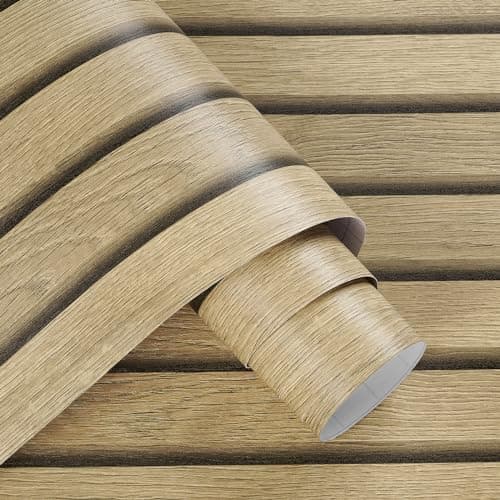 Decotalk Papier Peint Adhesif Mural Aspect Bois Effet 3D Amovible et Imperméable pour Salon et Chambre Concept Réalisé e