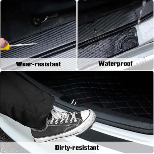 XoeLLe Protection Pare Choc Voiture en Fibre de Carbone 5 Pièces (Noir) Anti-Scratch avec 4D et Bande Autocollante