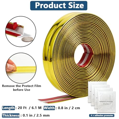 ZOWZOW Moulure Murale Autocollante - Flexibilité et Protection d'Angle pour Mur, Plafond et Meubles | 2 cm × 6 m | Bordu