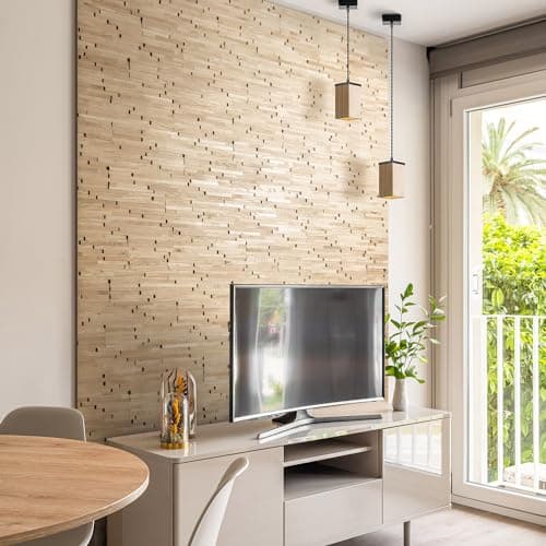 Panneau mural en bois aspect 3D chêne naturel +core_keyword+ Panneau mural en bois naturel pour salon Modèle ACE (1 m2)