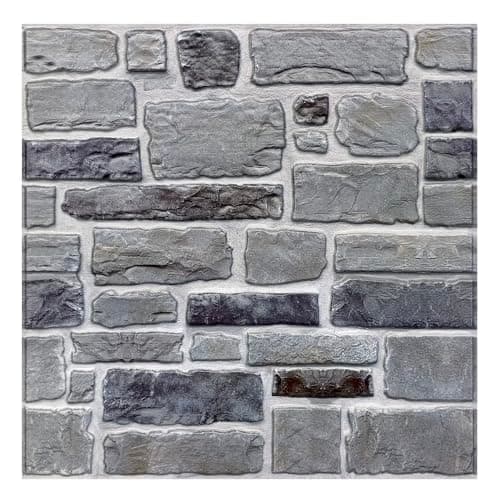 Panneaux Muraux 3D Effet Pierre Brique Autocollant Salon Cuisine Chambre, 10 Pièces 30 x 30 cm PVC Imperméable — Ocean Mist Stone