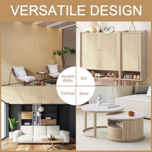 Panneaux muraux en bambou pour salon, cuisine et bureau - 244 x 30 cm - Décoration murale naturelle imperméable - Recher