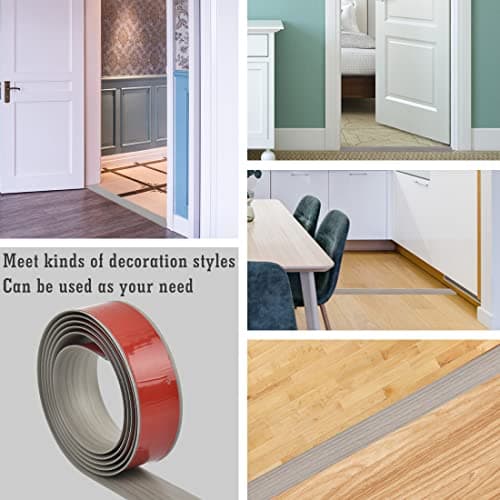 DODUOS, Profil de Transition Autoadhésif Bois Gris, Pour Sols en Bois et Stratifiés, Couvrir Espaces Entre Parquet et Ca