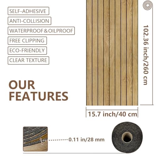 Panneaux Muraux PVC WADILE Imitation Bois 3D Auto-adhésifs – Isolation Phonique Salon Cuisine – Couverture env. 1,04 m²