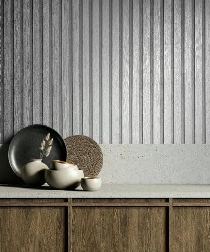 Papier peint bois marron modernes, acoustiques 3D, panneaux en bois scandinaves, naturels, fabriqués en Allemagne, 10,05 — Argenté