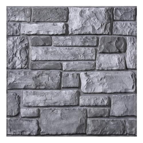 Panneaux Muraux 3D Effet Pierre Brique Autocollant Salon Cuisine Chambre, 10 Pièces 30 x 30 cm PVC Imperméable — Gris Foncé