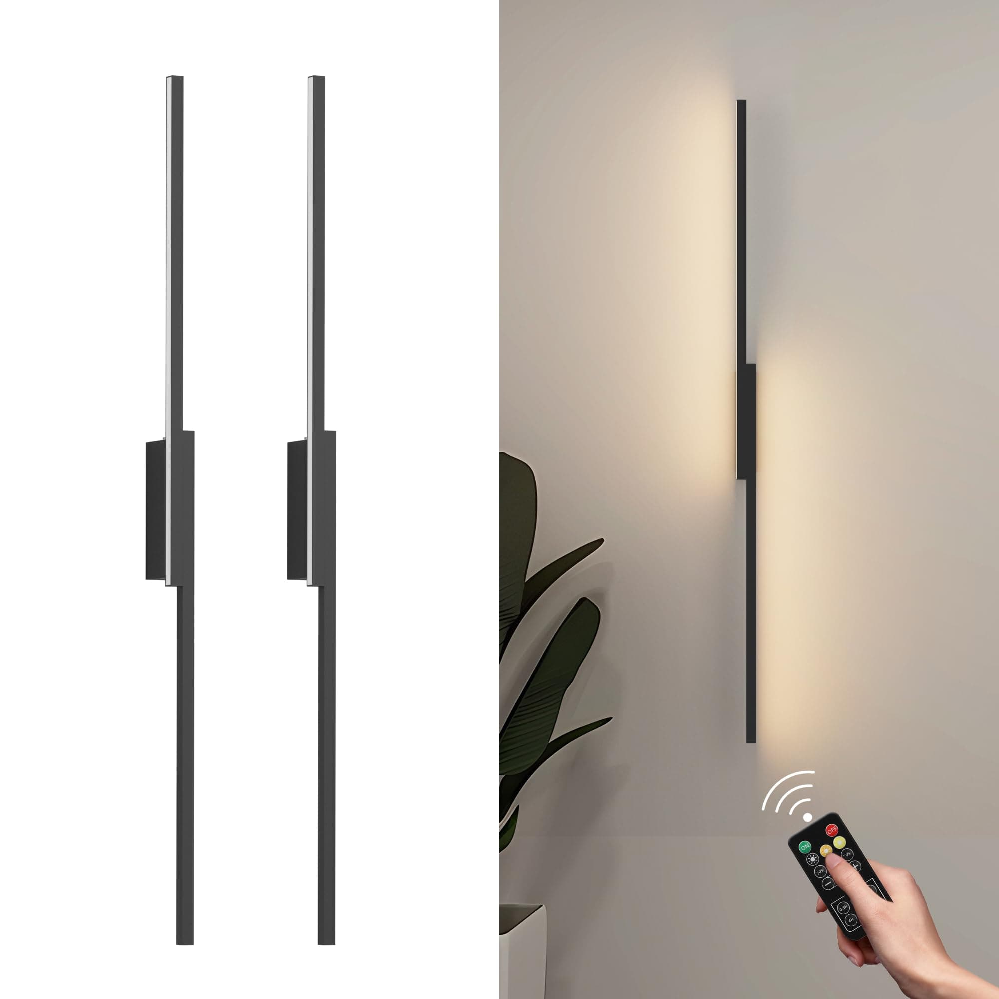Aipsun Applique murale LED sans fil à batterie moderne pour chambre à coucher et salon, 10000mAh USB-C rechargeable, noi