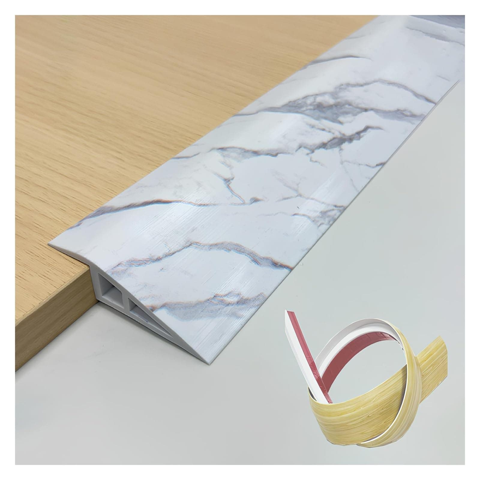 Bande de transition de sol autocollante Seuil de porte en vinyle idéal pour tapis et carrelage - Idéal pour portes et ra