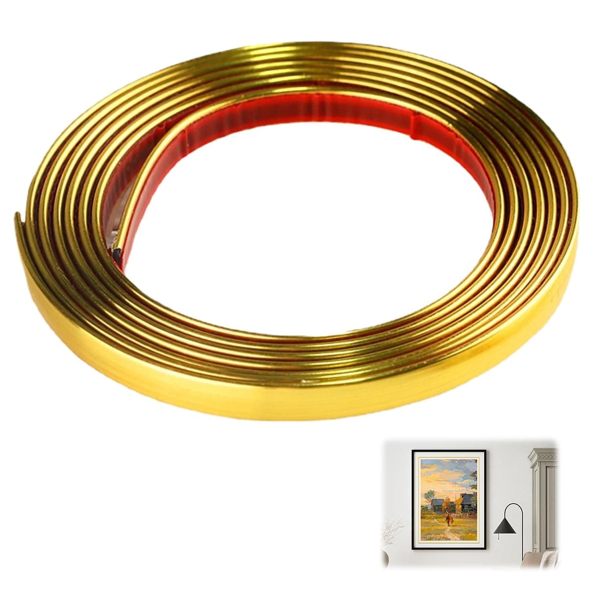 Moulures Décoratives Autocollantes 5 m x 8 mm, Résistant à L'huile et Imperméable, Garniture Murale Flexible pour Miroir