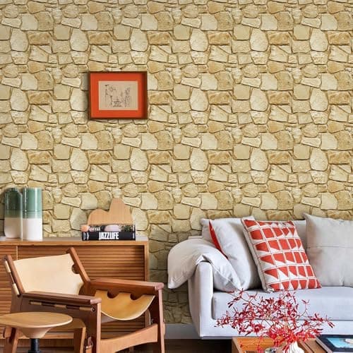 Commomy Lot de 10 panneaux muraux 3D en PVC texturé imitation pierre pour décoration d'intérieur - Cuisine, chambre à co