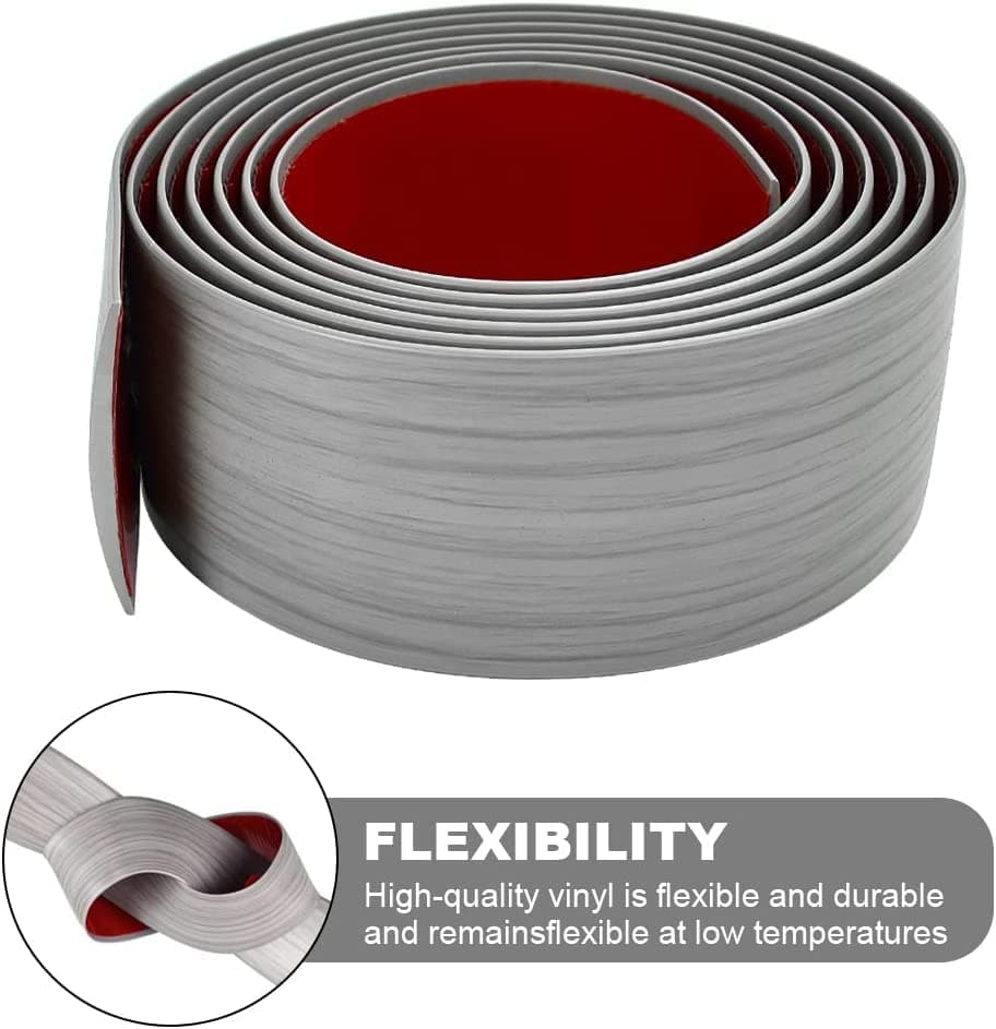 Bande de transition de sol en PVC stratifié gris pour porte de sol - Profil plat - 4 mètre - 5 cm