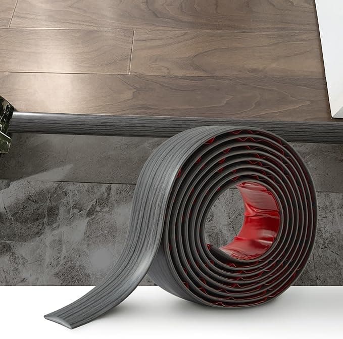 Bande de seuil auto-adhésive PVC 4cm grain de chêne beige pour sols en bois et espaces entre carreaux — Grain de Bois Gris Foncé