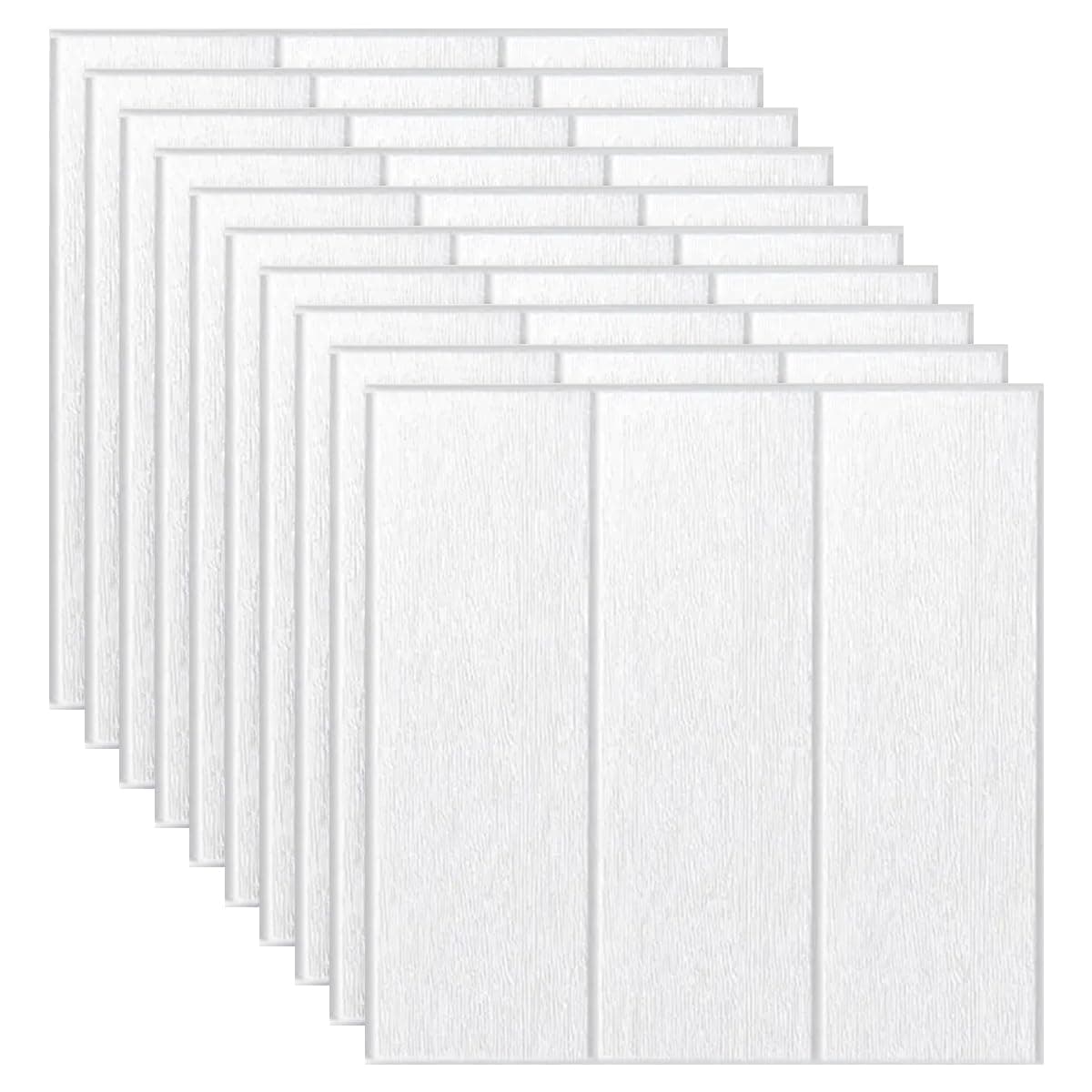 Ayuduots Lot de 10 Autocollants muraux carrés en Grain de Bois - Décoration de Maison Élégante et Résistante|Panneaux mu