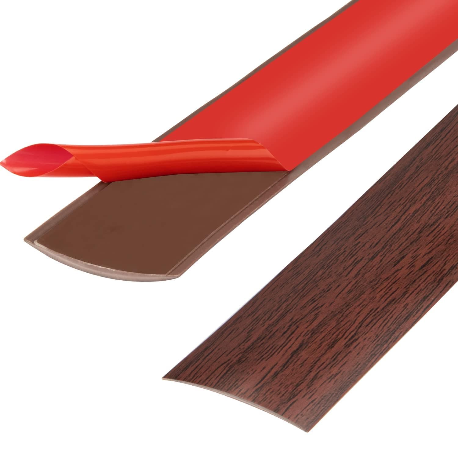 Bande de seuil PVC 400cm x 4cm grain d'acajou pour revêtement de sol stratifié et transition de sol