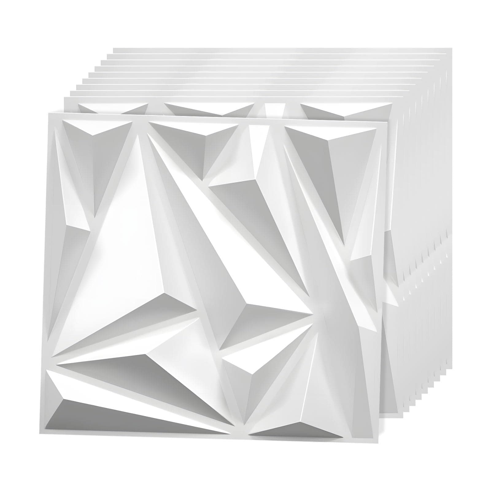 LeapBeast Lot de 12 Panneaux Muraux Texturés 3D pour Salon - Décoration Murale Intérieure en Blanc PVC - Idéal pour Déco