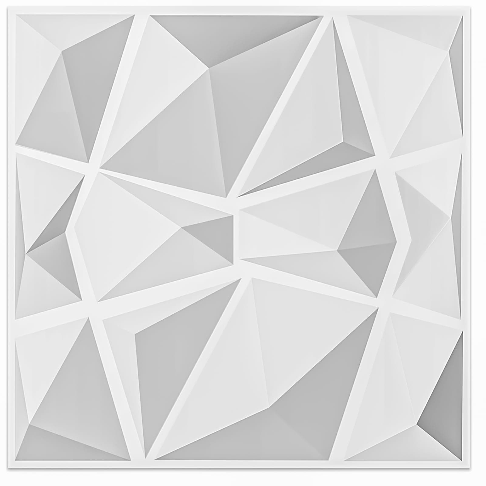 Art3d - Panneaux muraux 3D blancs, dalles décoratives salon, effet brique, 50 x 50 cm