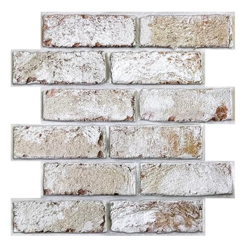 Panneau Mural 3D Fausse Brique 30x30cm, 10 Pièces Adhésif PVC — Brique Lavée