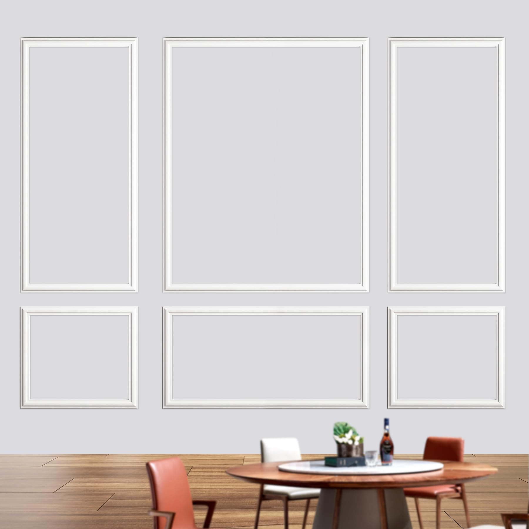 Kit de 6 moulures murales préfabriquées pour décoration intérieure + Kit de panneaux de lambris prédécoupés + Kit de cim