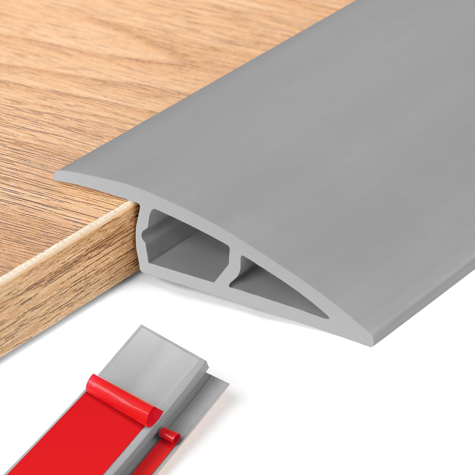 Barre de seuil adhésive PVC gris, seuil de porte réglable, hauteur 5~10mm, longueur 2m, idéal pour rattraper le niveau d