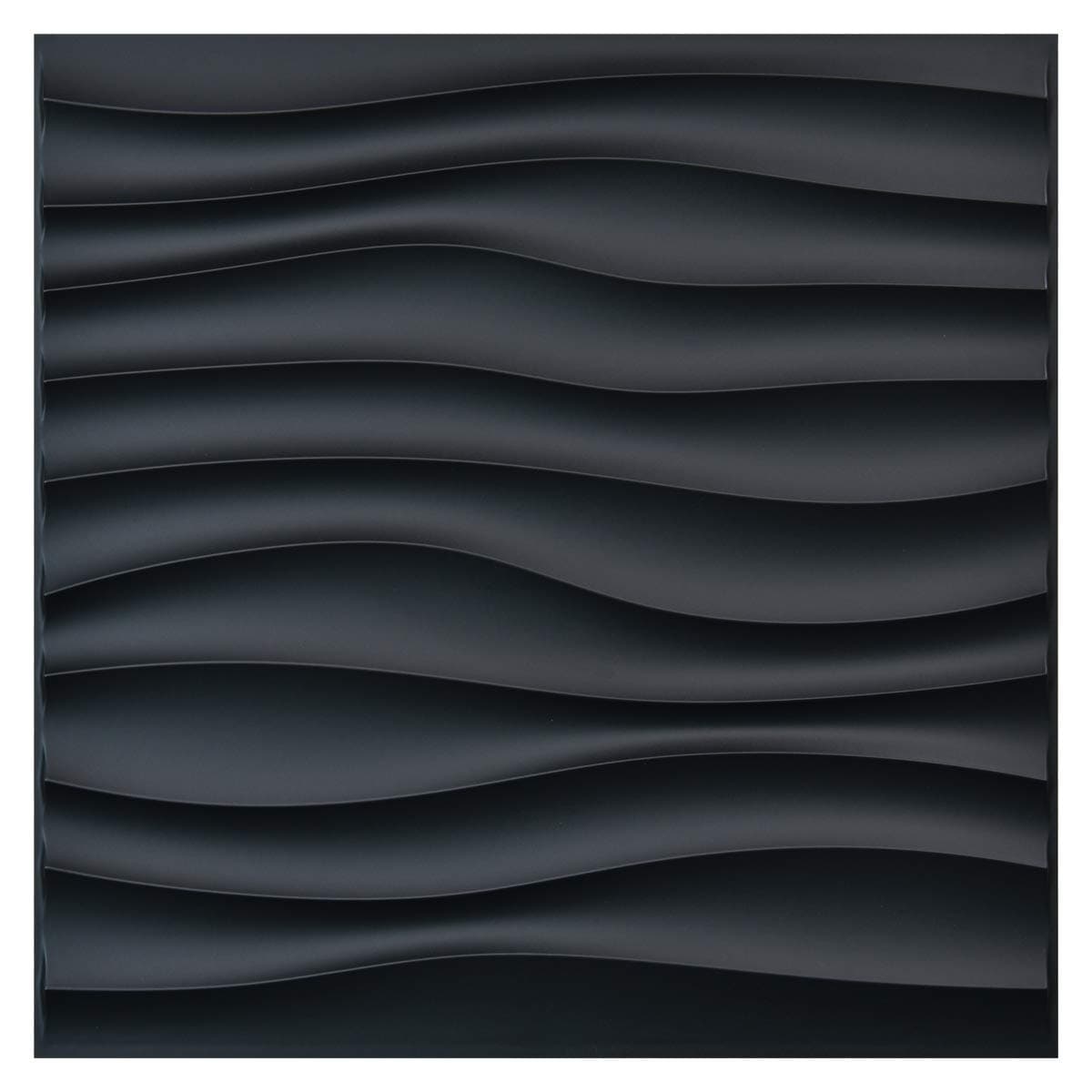 Art3d Lot de 12 panneaux ondulés en PVC Noir pour décoration murale intérieure 50×50cm 3㎡