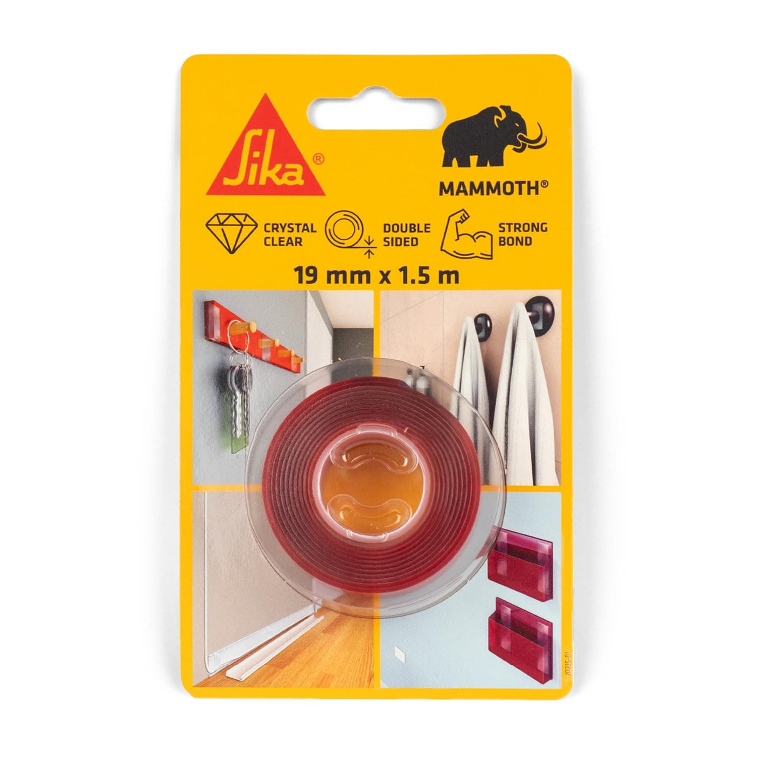Sika - Ruban adhésif double face extra fort et transparent - Fixation rapide sans perçage - Intérieur et extérieur - Mai
