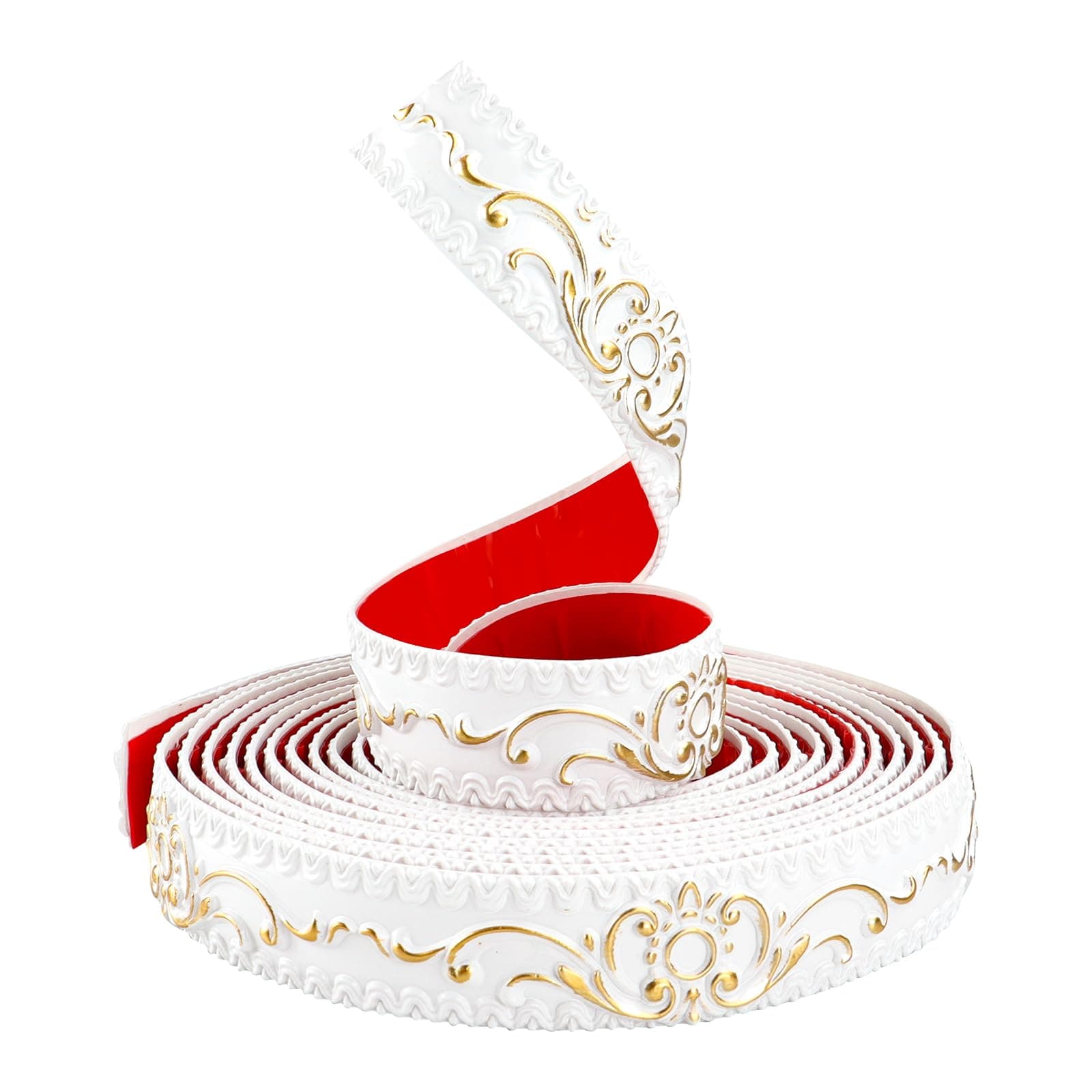 TECDW Blanc Avec De L'Or 3,6cm W Peler Et Moulure Murale 6 Mètres Auto-adhésif pour Miroir et Décoration Murale