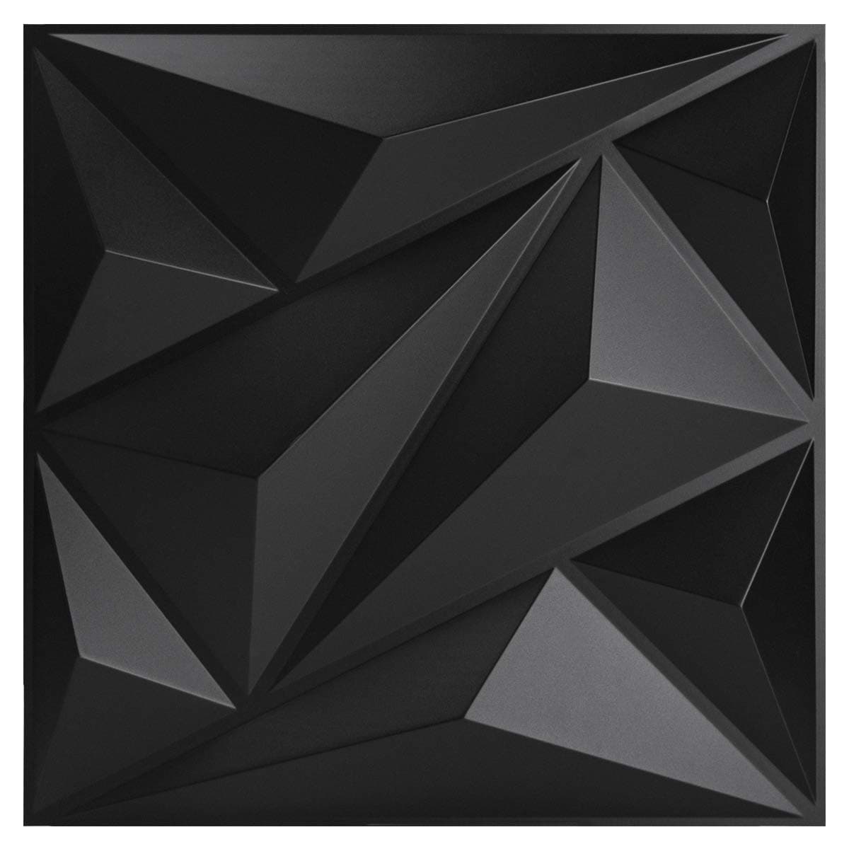 Art3dwallpanels Lot de 12 panneaux muraux 3D pour décoration murale intérieure, noir, 50 x 50 cm, motifs diamant texturé