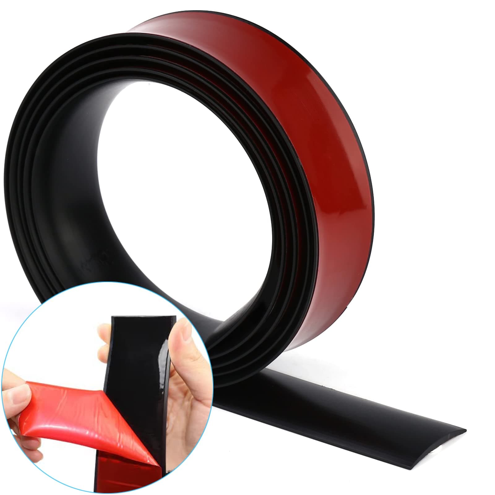 Profils en vinyle imperméables autocollants, noir, 5 cm, seuil de porte, 3 m
