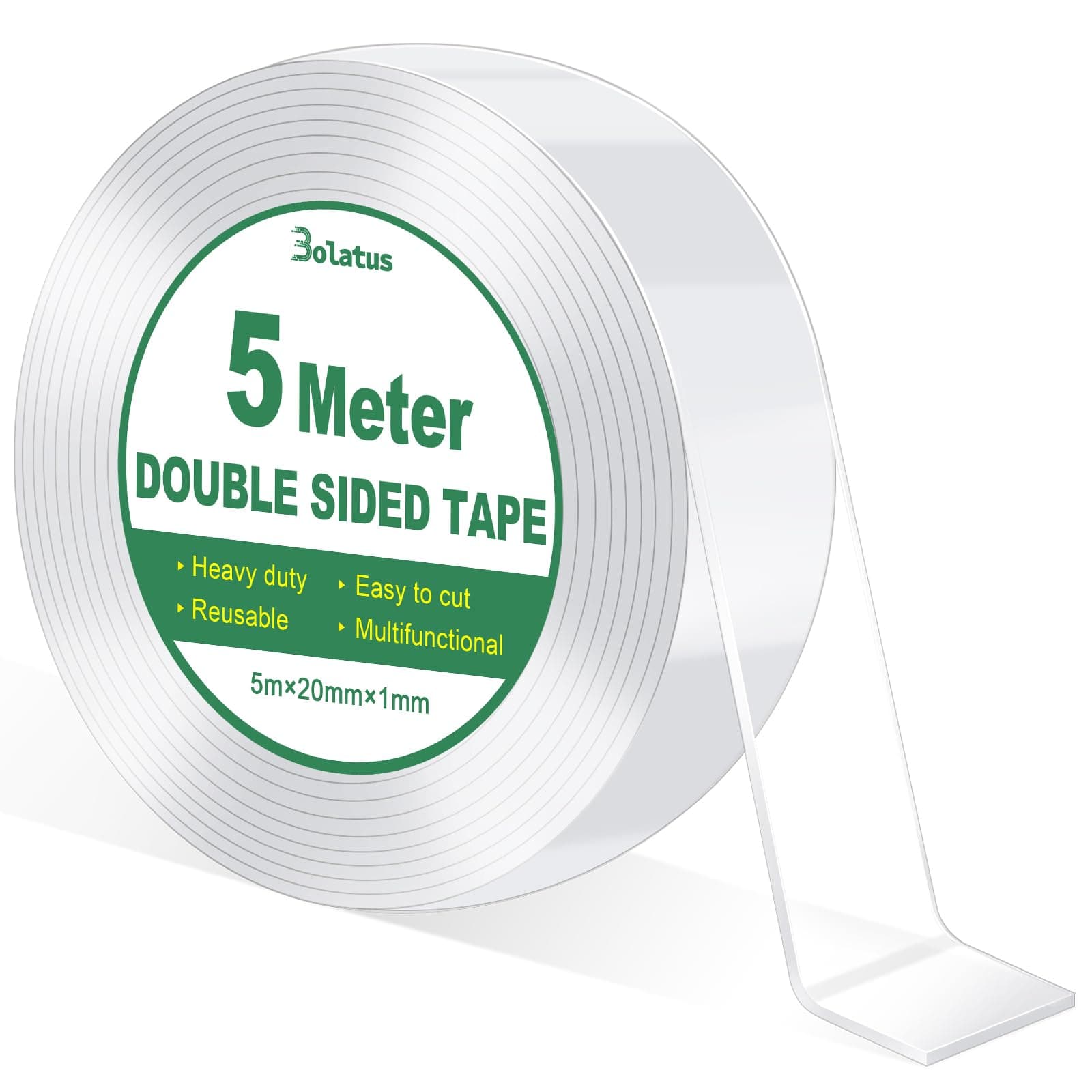 Bolatus Ruban Adhésif Double Face 5m Multifonctionnel Pour Tapis/Photo/Décoration Réutilisable Lavable Fort