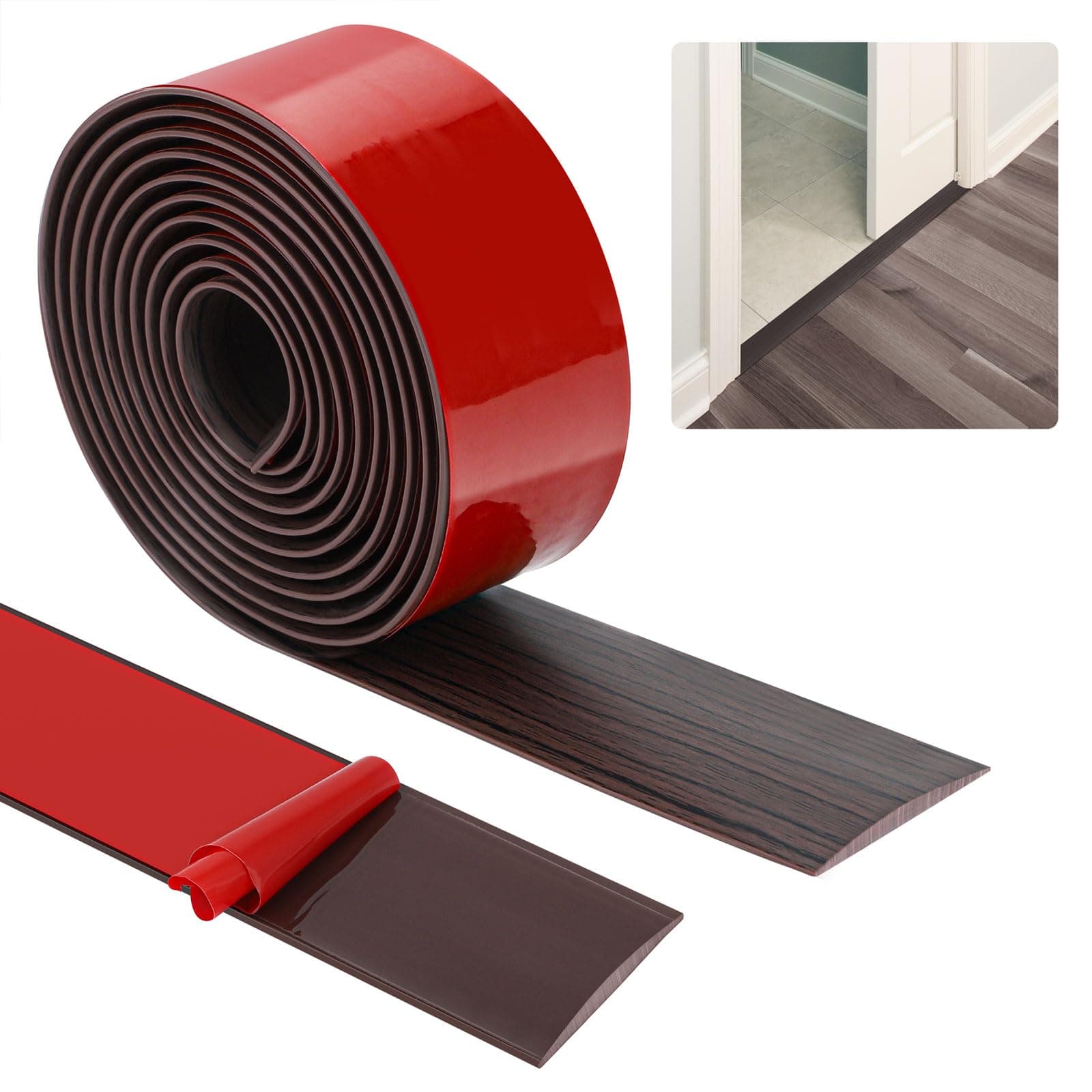Bande de seuil adhésive noyer 2M*5CM | Barre de transition plate autocollante | Solvant résistant | Idéale pour quartier