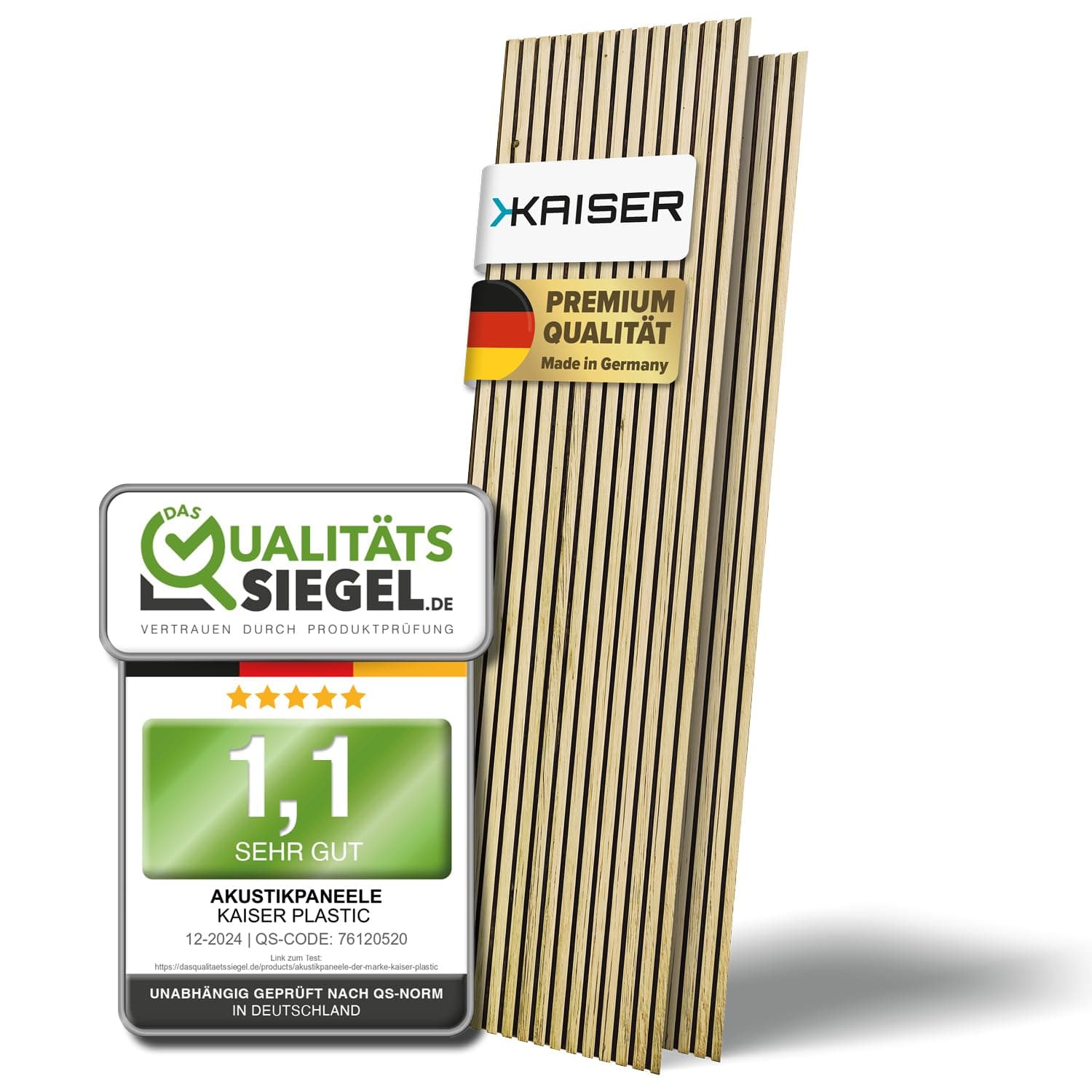 Kaiser Plastic Panneaux Acoustiques 3D en Bois Moderne, 120 x 60 cm, Isolation Murale Efficace avec Design 3D et Surface